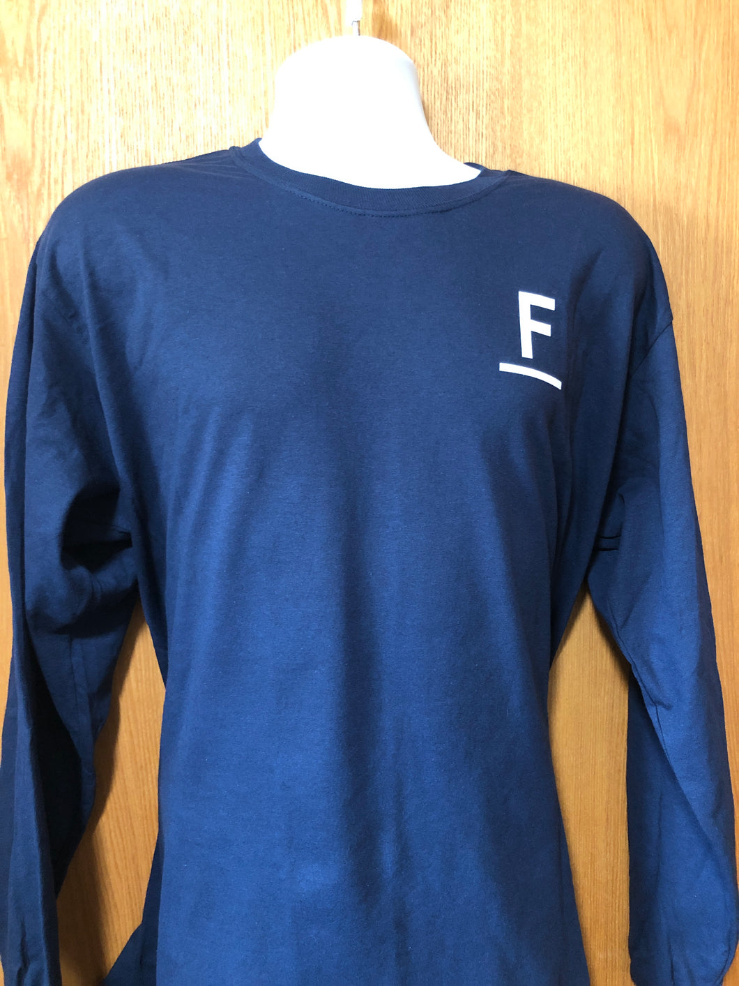 Navy Long Sleeve Tshirt with White Logo